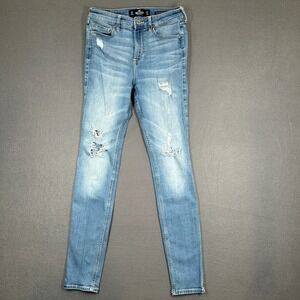 Hollister Jeans Womens 5R Blue Denim Classic Stretch High Rise Crop Super Skinny
